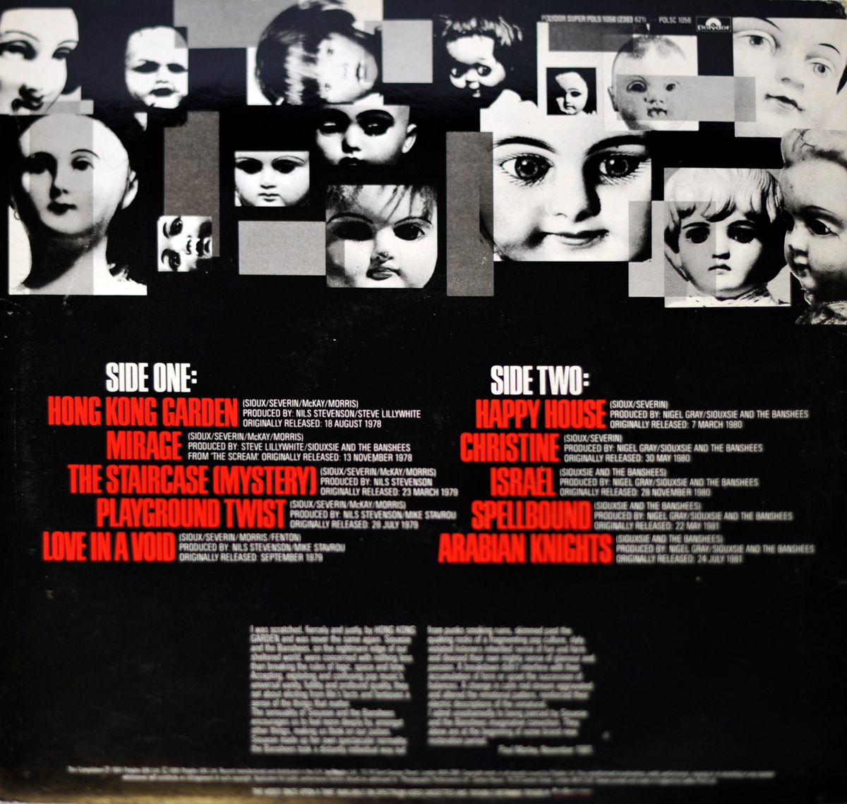 SIOUXSIE & THE BANSHEES - ONCE UPON A TIME "THE SINGLES" 12" LP VINYL